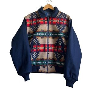 Pendleton Men’s Size Small Native Aztec SouthWestern Print Wool Bomber Coat